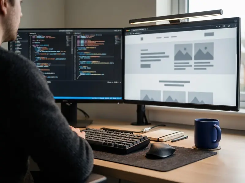 Developer building a custom website